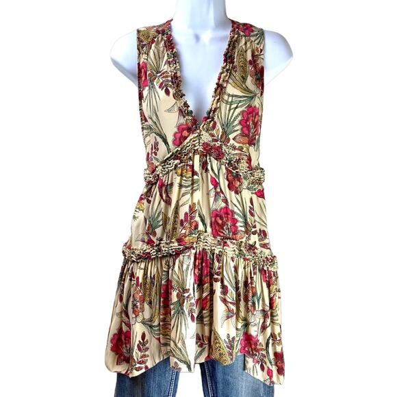 Free People Haze Tank Tunic Top Floral Sz Small - Picture 1 of 6